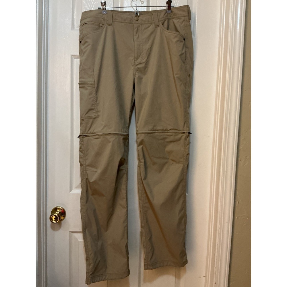 Royal Robbins Men Pants 38x34 Tan‎ Khaki Active Traveller Zip & Go Tech Pocket